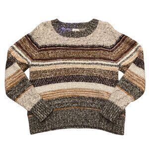 Women's A.N.A. Chunky Knit Brown & Gray Striped Sweater Size XL